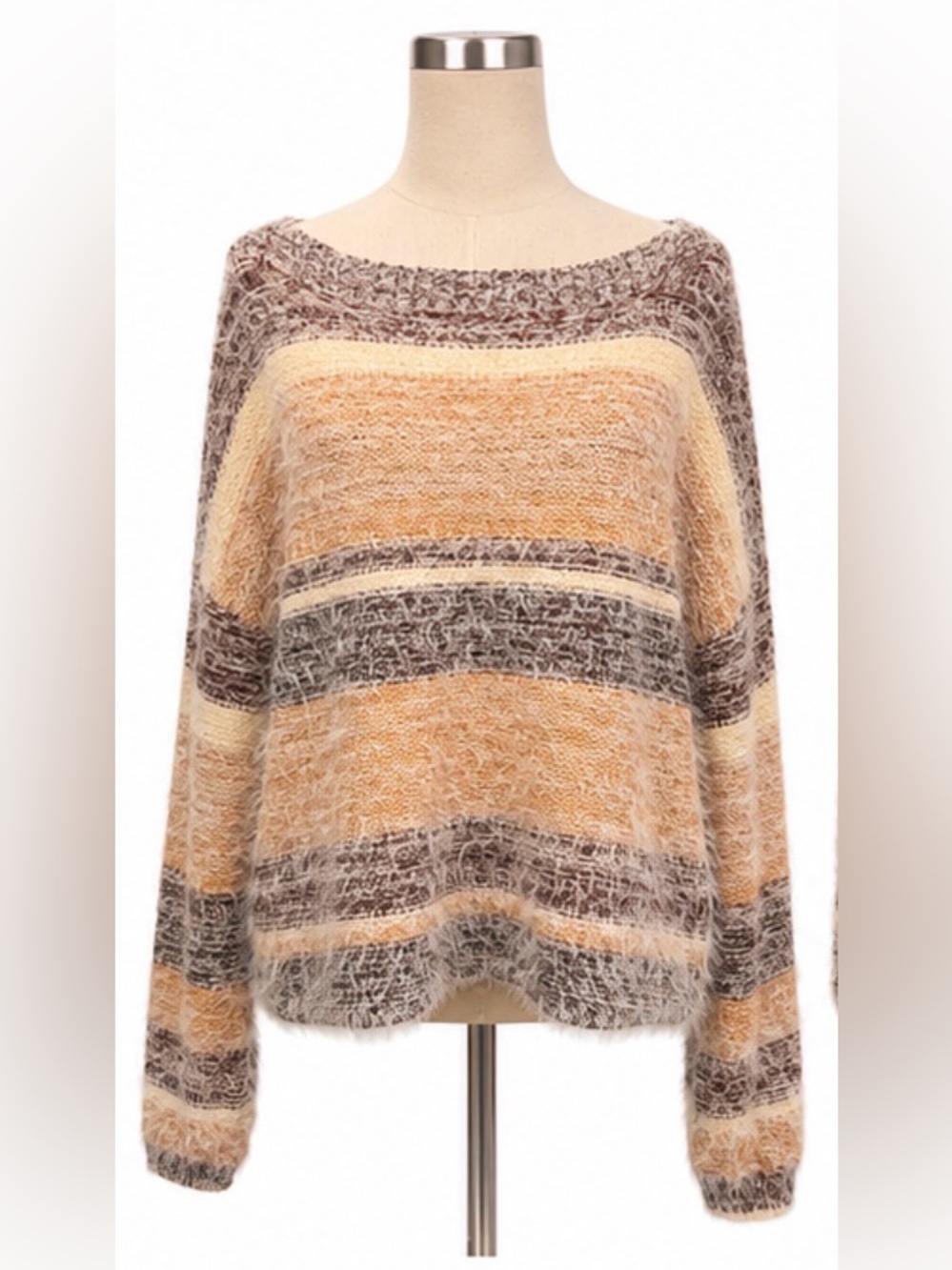 BKE Fuzzy Striped Sweater — Size Small